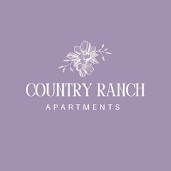 A logo for Country Ranch Apartments with a flower design.