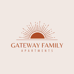 The image is a logo for Gateway Family Apartments.