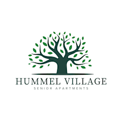 A logo for Hummel Village Senior Apartments featuring a tree.