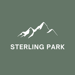 A graphic of a mountain range is used as the logo for Sterling Park.