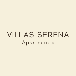 a beige background with the words villas serena apartments