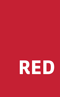 A red background with the word "RED" in white.