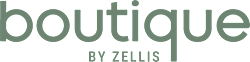 A logo with the word boutique in green.