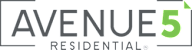 A green and white sign that says Avenue 5 residential.