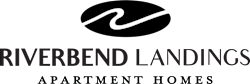 A logo for Riverbend Landings apartment homes is displayed.