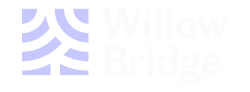 the logo of willow bridge is purple and white