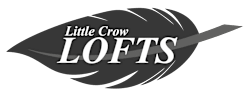 A logo with a leaf design and the words "Little Crow LOFTS".