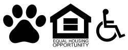 the equal housing opportunity logo with a house and a paw print