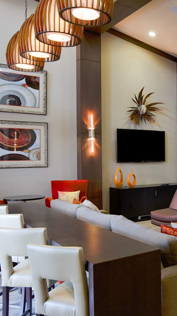 Clubhouse Lounge with Fireplace at Residences at Prairiefire Apartment Homes, Kansas