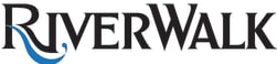 the logo for rwk with a blue swoosh