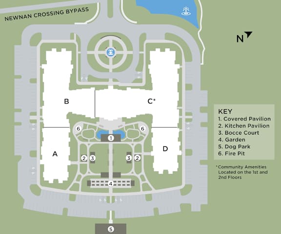 A map of a community with a key explaining the symbols used.