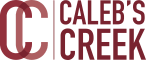 Caleb's Creek logo. The logo is red with two block C's a veritcal line and then Caleb's Creek written in block letters on the other side of the line.
