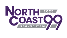 a purple and black graphic with the words north coast 9 presented by erc 000000