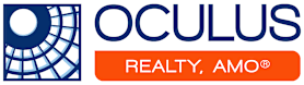 The image is a logo for Oculus Realty, AMO.