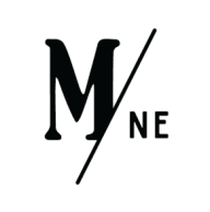 a logo with the letters m and nne on a green background