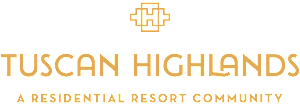 The image is a logo for Tuscan Highlands, a residential resort community.