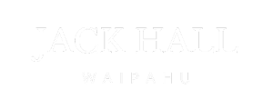 a white logo on a black background