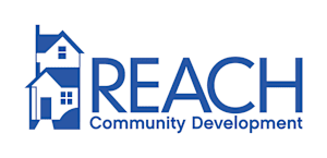 A logo for REACH Community Development featuring a house.