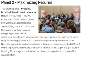 the second panel investing building  developing to maximize returns  demonstrated industry experts