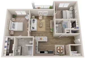B1 2BR 2BA 1,104SF