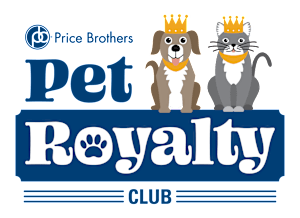 a graphic of two dogs and a cat wearing crowns
