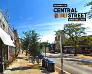 A street view of Central Street in Evanston Illinois.