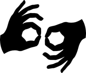 Two black hands forming an 'OK' sign.