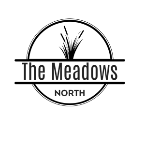 A black background with the text "The Meadows NORTH" in white.