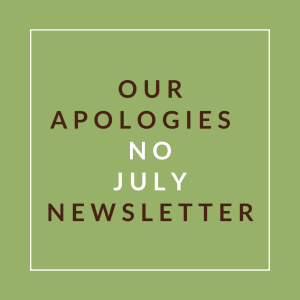 our apologies no july newsletter green font