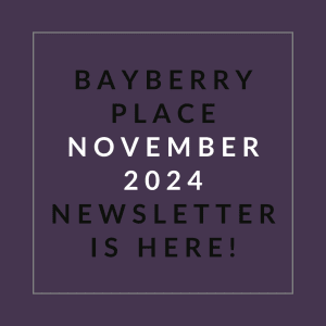 a white frame with the text bravery place october 2024 newsletter is here