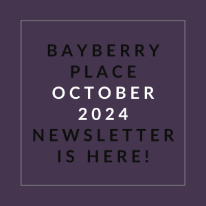 a white frame with the text bravery place october 2024 newsletter is here