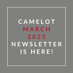 A graphic announcing the Camelot March 2025 newsletter.