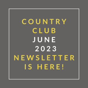 a grey background with a white border and yellow text that reads ``country club june 23