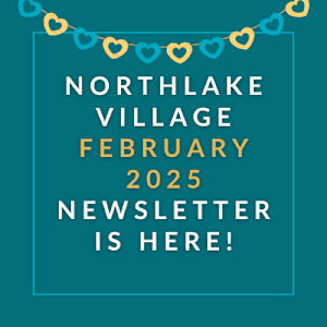 a white frame on a blue background with the words northeast village november 23