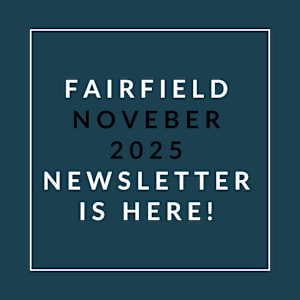 The image announces the availability of the Fairfield October 2025 newsletter.
