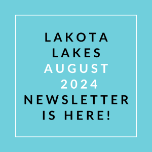 a white line on a blue background with text that reads lakes july 2024 newsletter