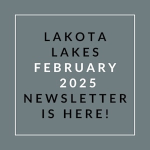A grayscale image announcing the January 2025 newsletter for Lakota Lakes.