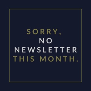 sorry  no newsletter this month yellow text on black background