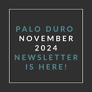 a black background with the words palo duro october 2024 newsletter is here