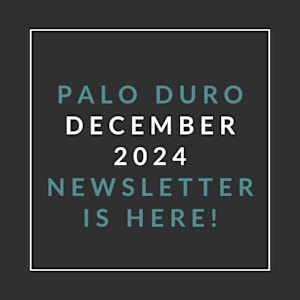 A black background with white text announcing the Palo Duro December 2024 Newsletter.