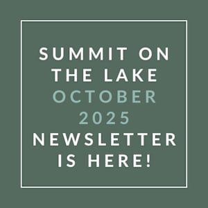 The image announces the release of the Summit on the Lake October 2025 newsletter.