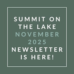 The image announces the release of the Summit on the Lake October 2025 newsletter.