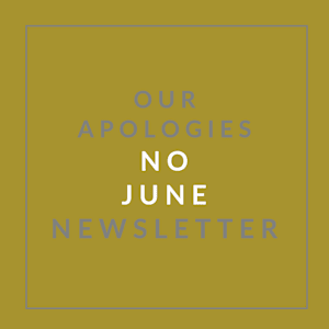 A message stating "Our Apologies No June Newsletter" is displayed.