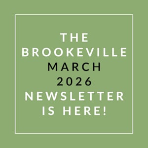 The image announces the availability of the Brookeville March 2026 newsletter.