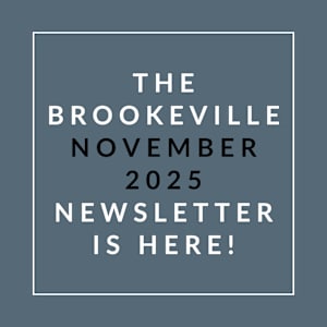 The image announces the release of the Brookeville November 2025 newsletter.