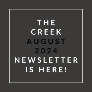 a white font on a black background with the words the creep august 2024 newsletter