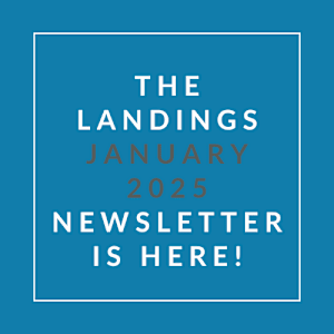 The image is a cover of the Landings January 2025 newsletter.