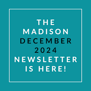 an aqua background with the words the december 2024 newsletter is here