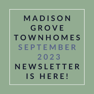 a green background with the words madison grove townhomes september 23 and