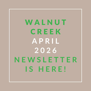 A graphic announcing the Walnut Creek April 2026 newsletter.